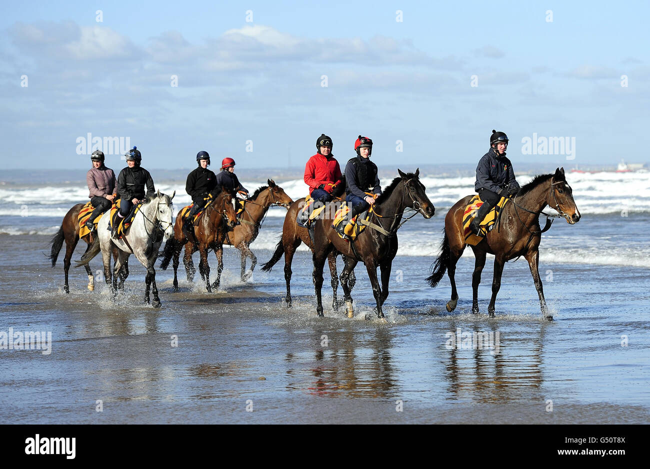 Horse Racing - Ferdy Murphy's cavalli su Redcar Beach Foto Stock