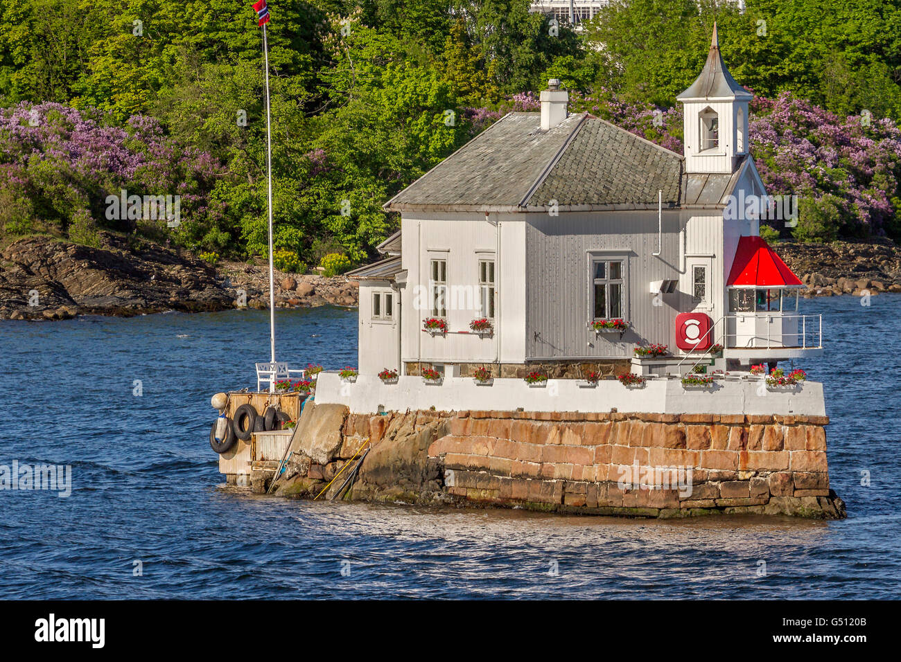 Ex Lighthouse Dyna Fyr Oslo Norvegia Foto Stock