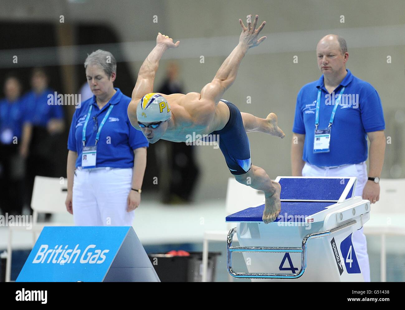 Nuoto - British gas Swimming Championships 2012 - Day Six - Aquatics Centre. Antony James si tuffa in piscina per i primi 100 metri di Butterfly semifinale Foto Stock