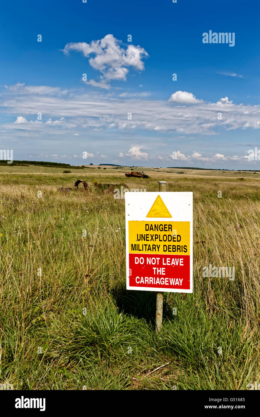 Salisbury Plain zona di addestramento militare, Wiltshire, Regno Unito. Foto Stock