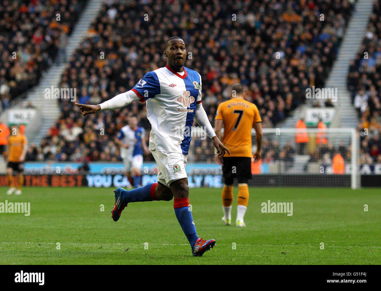 Il giovane Hoilett di Blackburn Rover celebra il suo secondo obiettivo il gioco Foto Stock