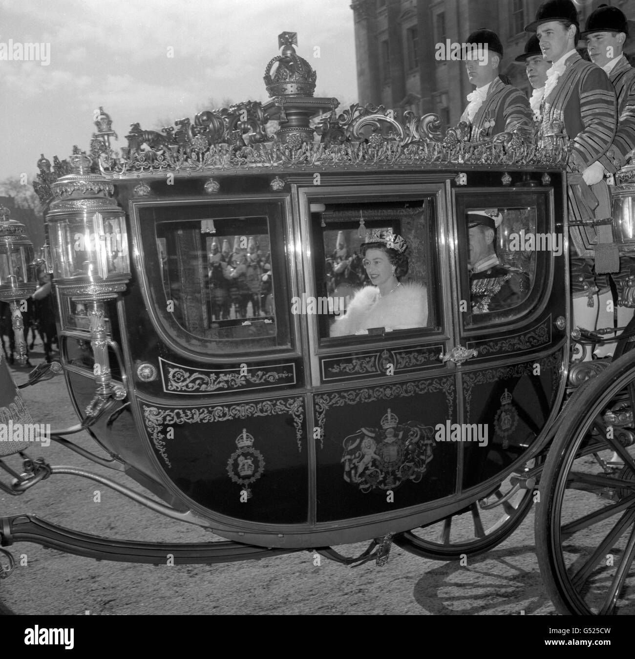 Royalty - Apertura della condizione del Parlamento - la regina Elisabetta II - Londra Foto Stock