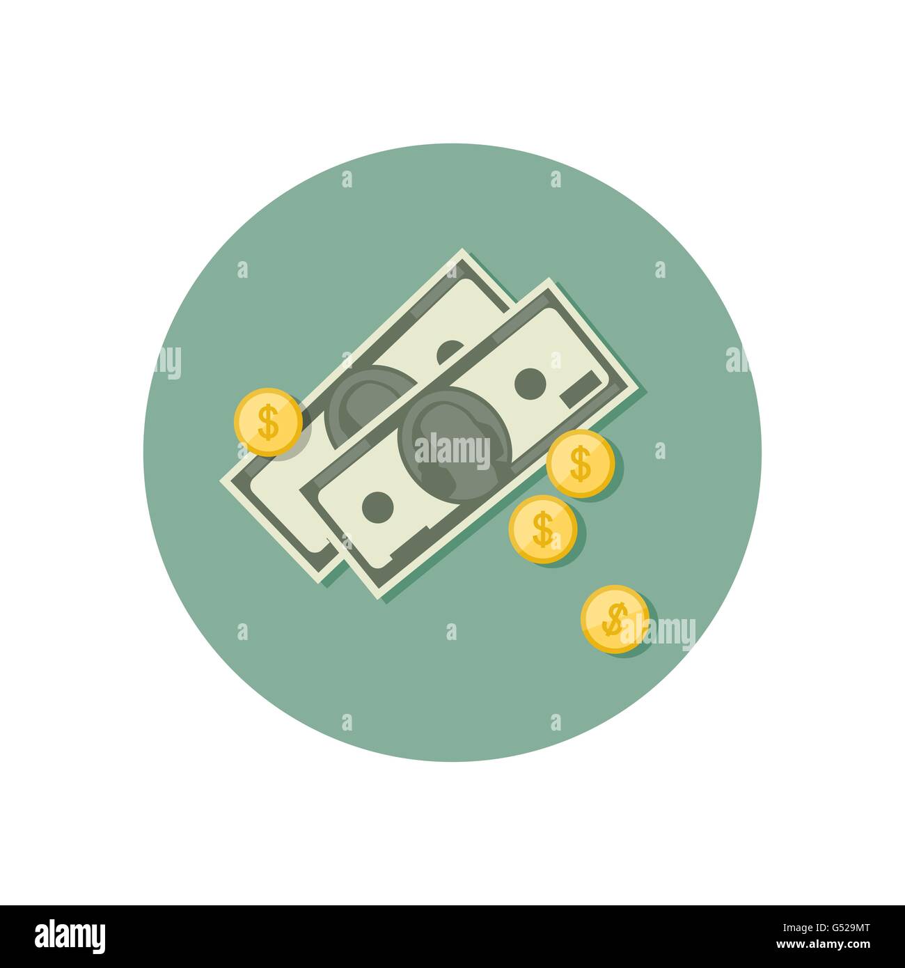 Icona di denaro con dollari Illustrazione Vettoriale