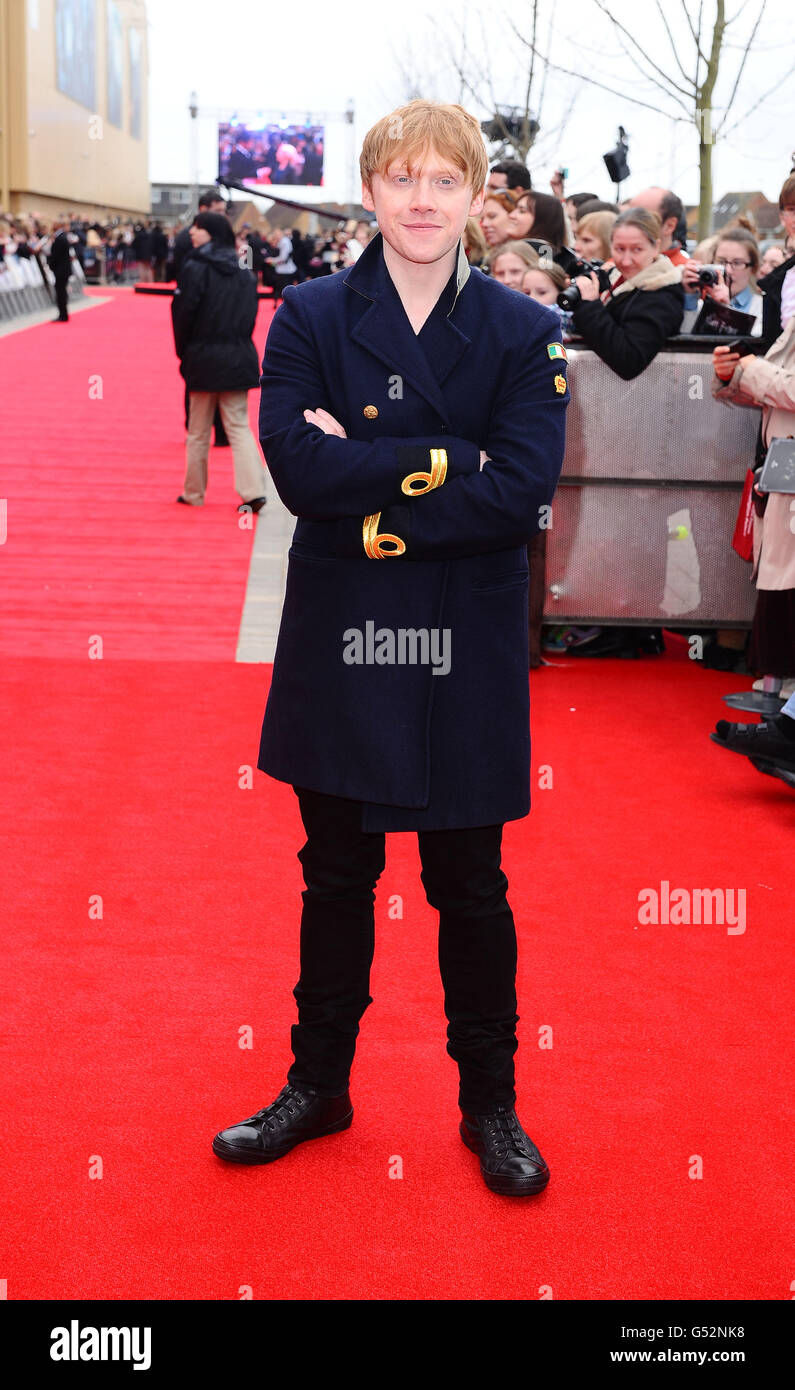 Rupert Grint arriva alla grande apertura del Warner Brothers Studio Tour - The Making of Harry Potter, presso i Leavesdon Studios di Londra. Foto Stock