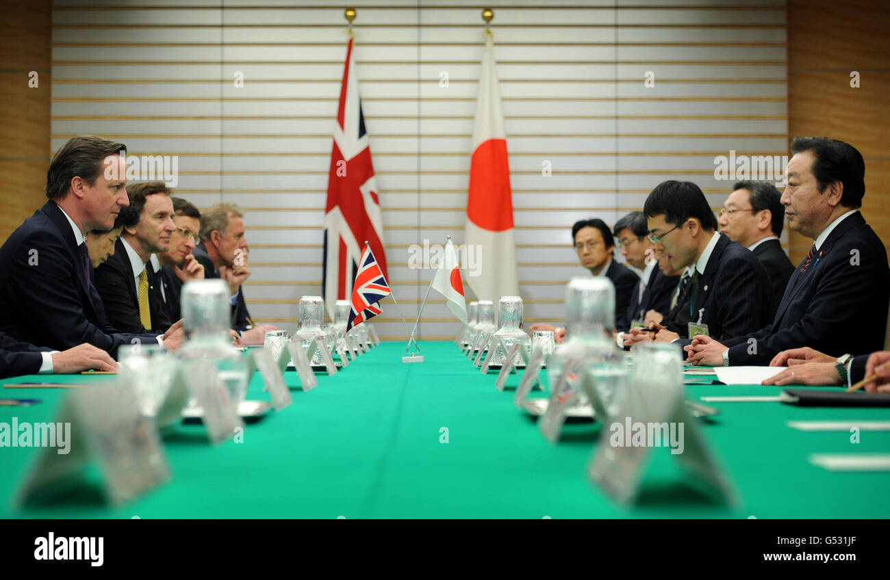 Il primo ministro David Cameron incontra oggi il primo ministro giapponese Yoshihiko Noda al Kantei, il suo ufficio ufficiale a Tokyo, il primo giorno di un tour di quattro persone nell'Estremo Oriente. Foto Stock