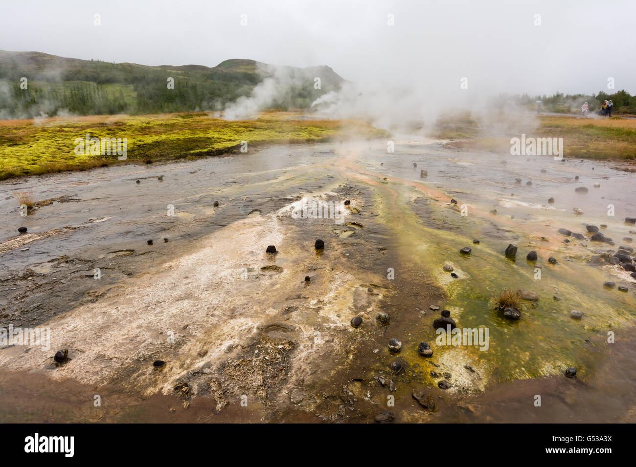 L'Islanda, Suðurland, Strokkur (tedesco Butterfass) è un geyser Foto Stock