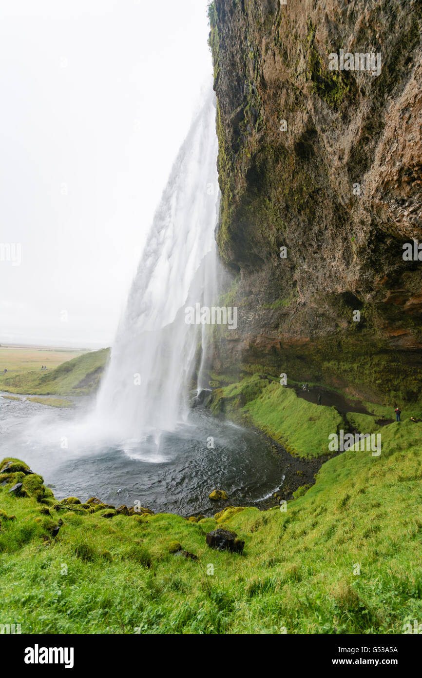 L'Islanda, Suðurland, Seljalandsfoss è una cascata nel sud dell'Islanda Foto Stock