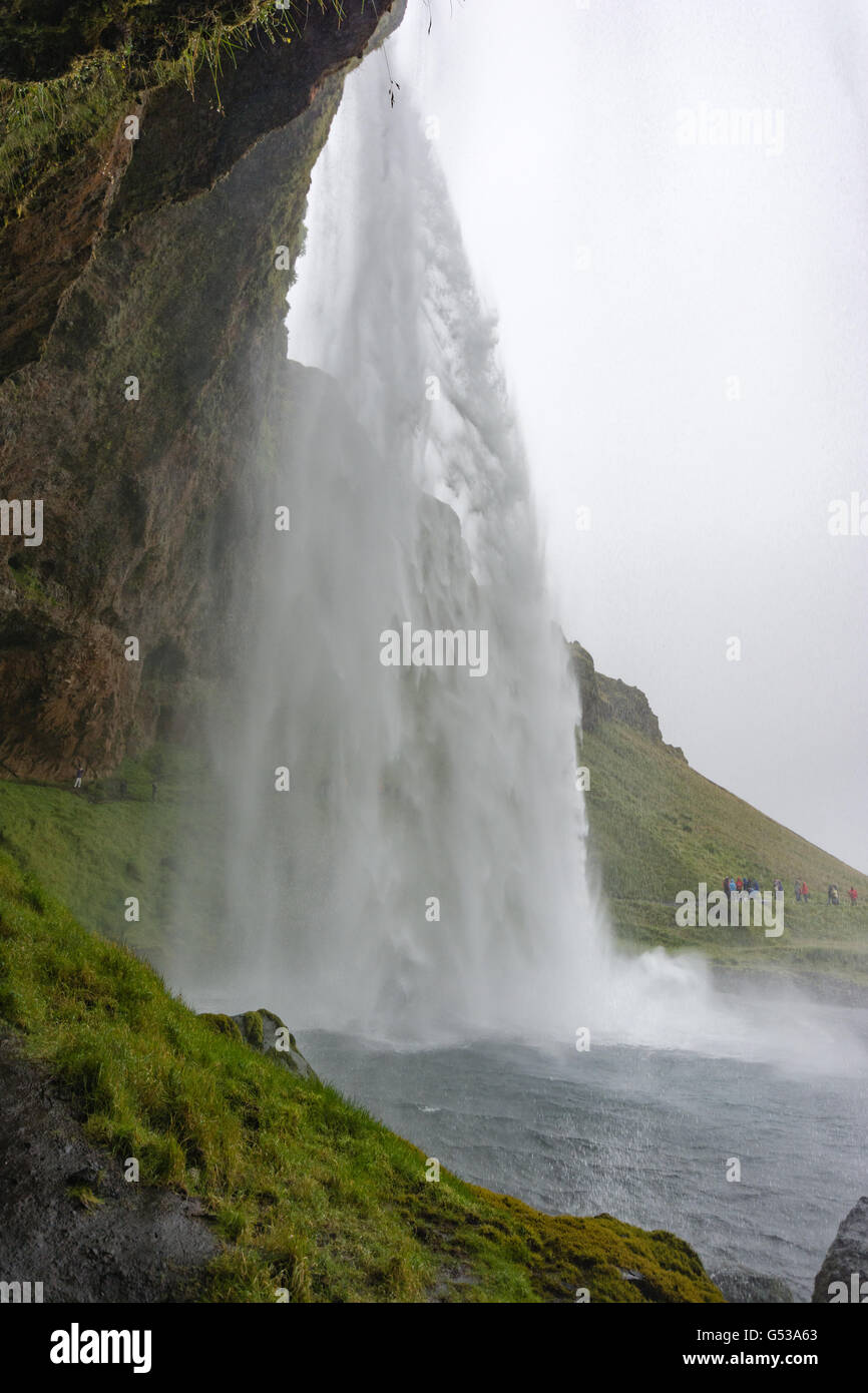 L'Islanda, Suðurland, Seljalandsfoss è una cascata nel sud dell'Islanda Foto Stock