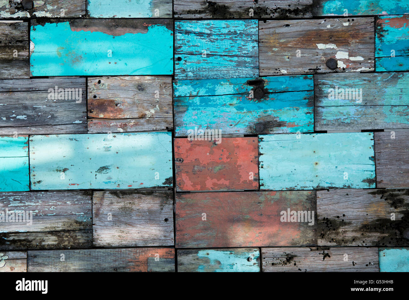 Un modello del deterioramento dei blocchi di legno su un tavolo Foto Stock