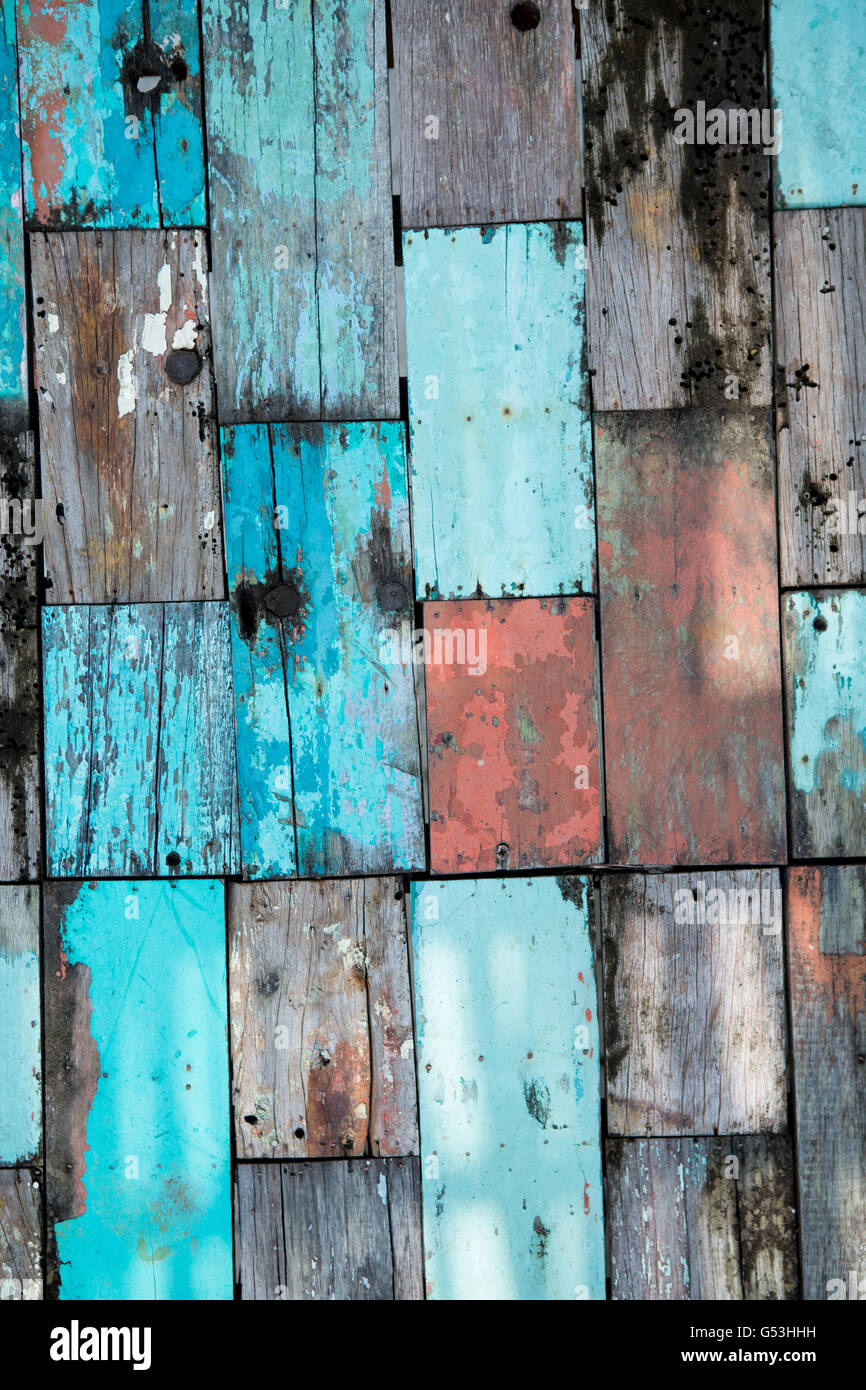 Un modello del deterioramento dei blocchi di legno su un tavolo Foto Stock