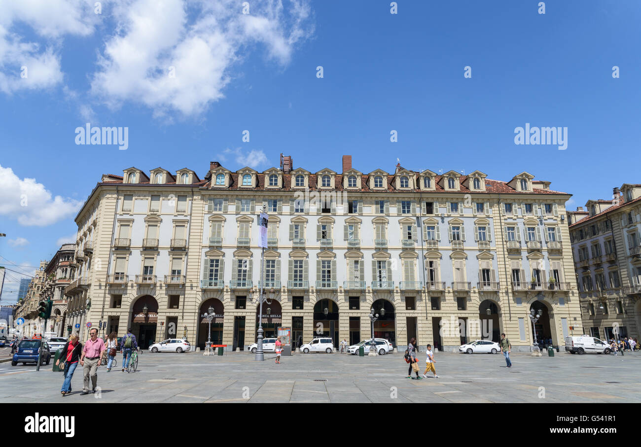 Piazza Castello, centrale piazza barocca di Torino, Italia Foto Stock