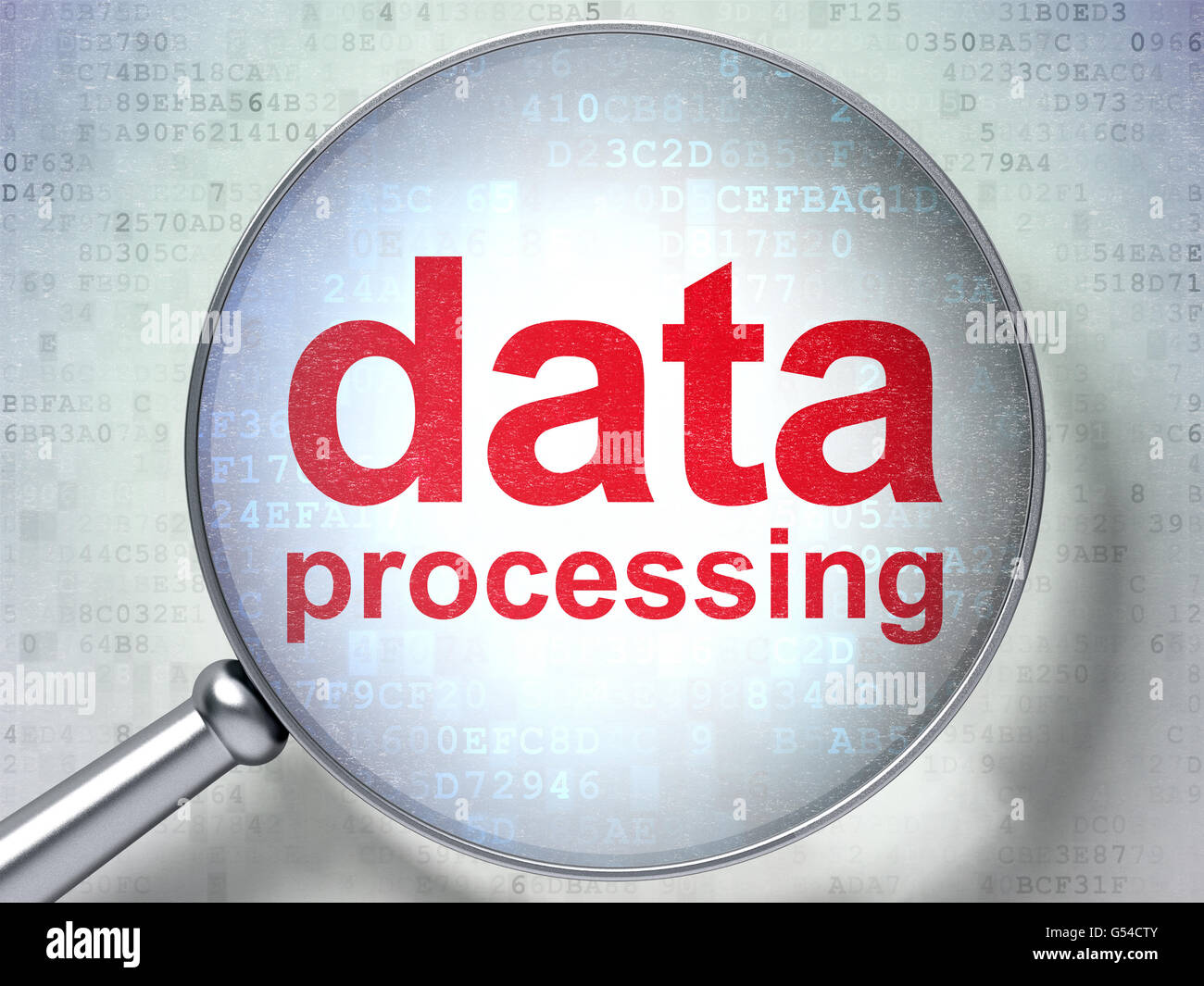 Concetto di dati: elaborazione dati con vetro ottico Foto Stock