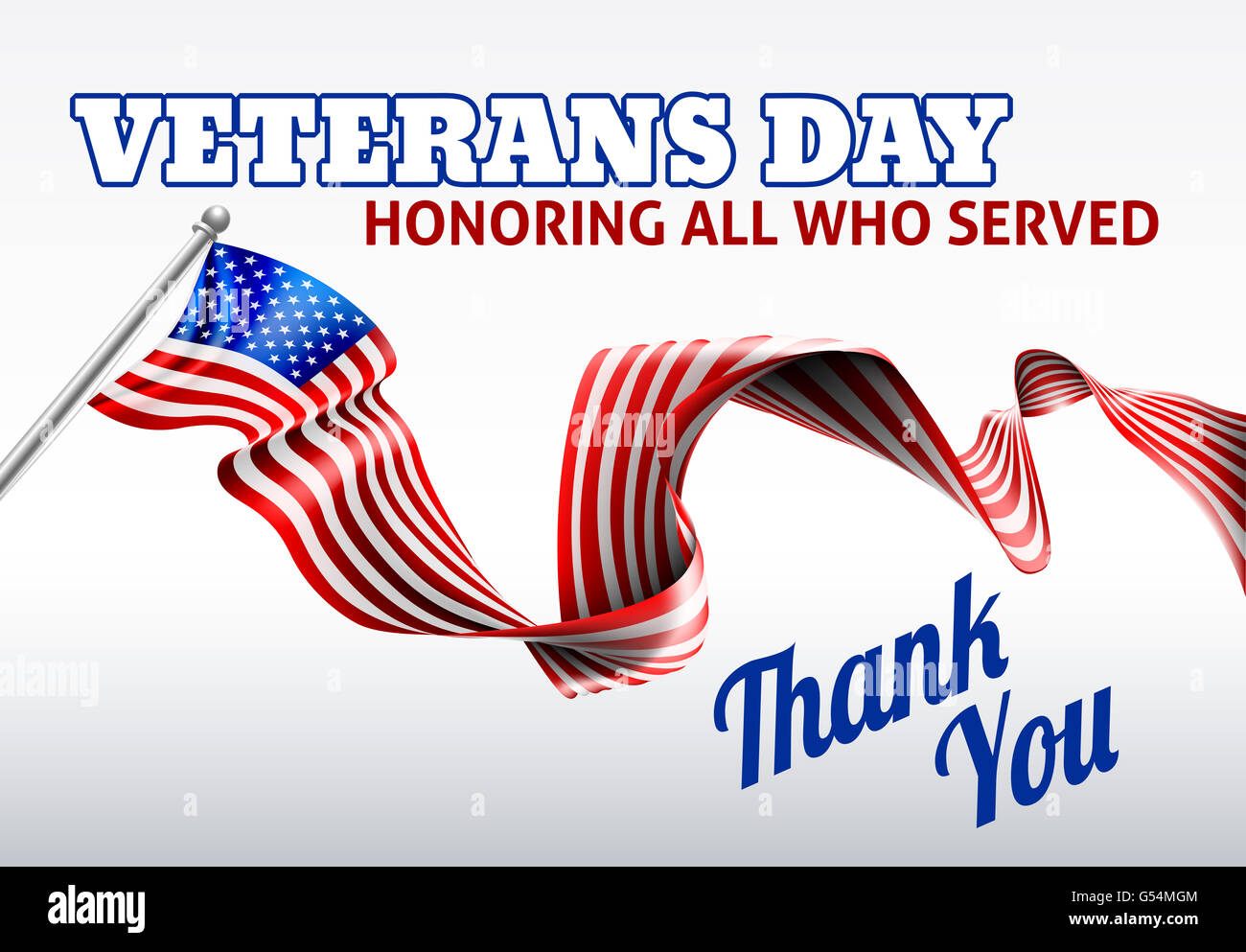 Un giorno dei veterani della bandiera americana sfondo ribbon design Foto Stock
