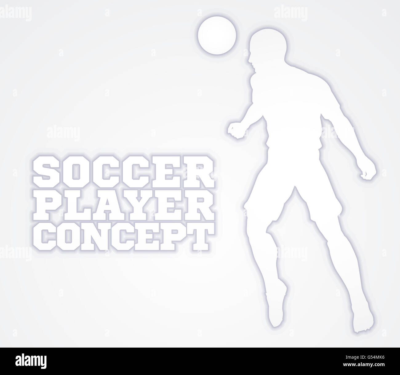 Una rappresentazione stilizzata di un soccer football player in silhouette jumping voce la sfera Foto Stock
