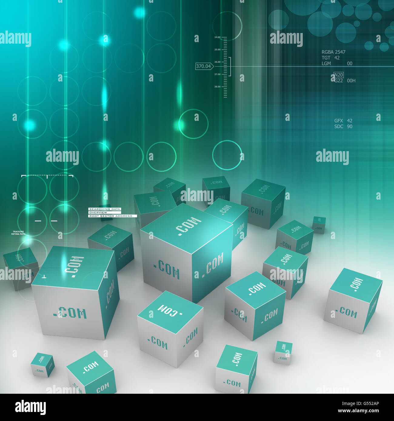 Dot Com domain in cubi Foto Stock