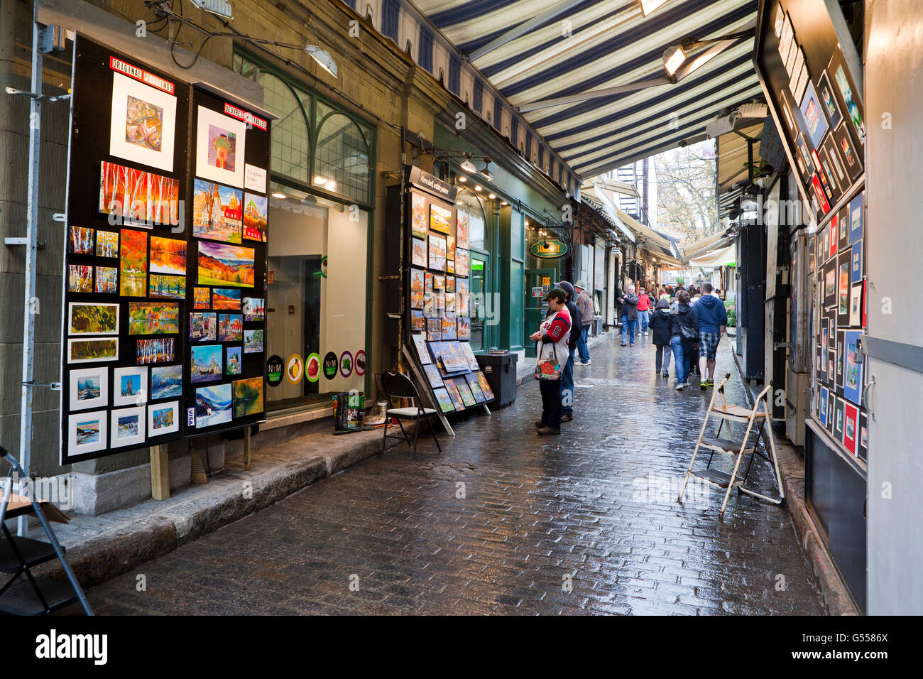 All'aperto il mercato dell'arte, Rue de Tresor, Città Vecchia Quebec City, 'Vieux-Quebec', Quebec, Canada Foto Stock