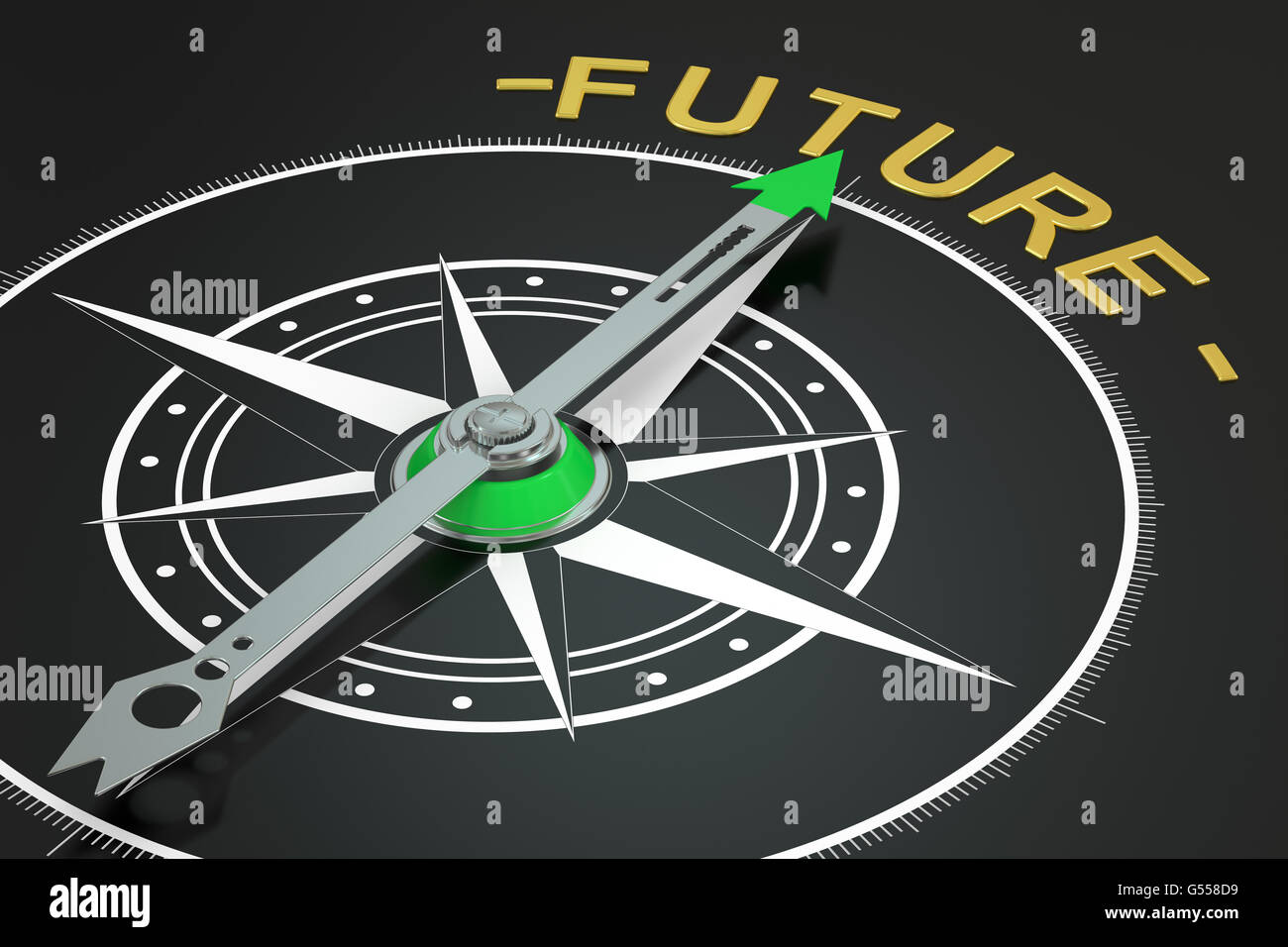 In futuro il concetto di bussola, rendering 3D Foto Stock In futuro il concetto di bussola, rendering 3D Foto Stock
