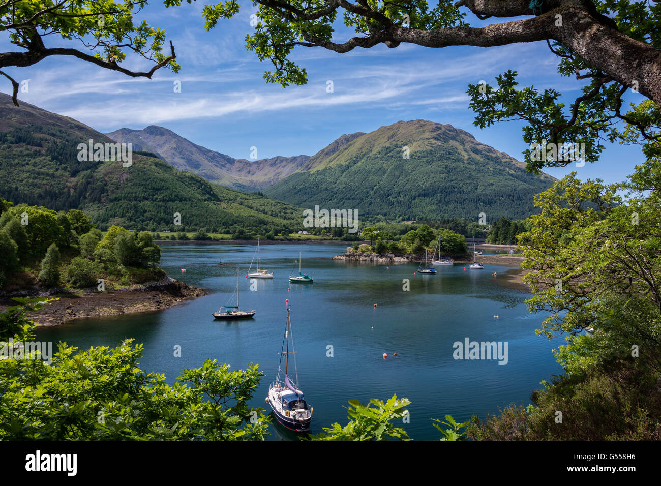 Il vescovo's Bay, Loch Leven, Lochaber, Scotland, Regno Unito Foto Stock