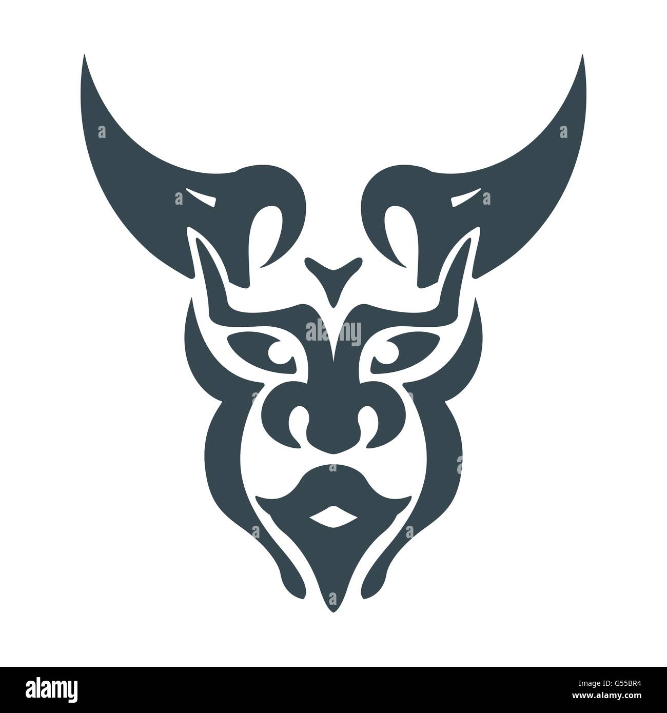 Abstract bull uomo capo sciamano viking simbolo mistico disegno vettoriale Illustrazione Vettoriale