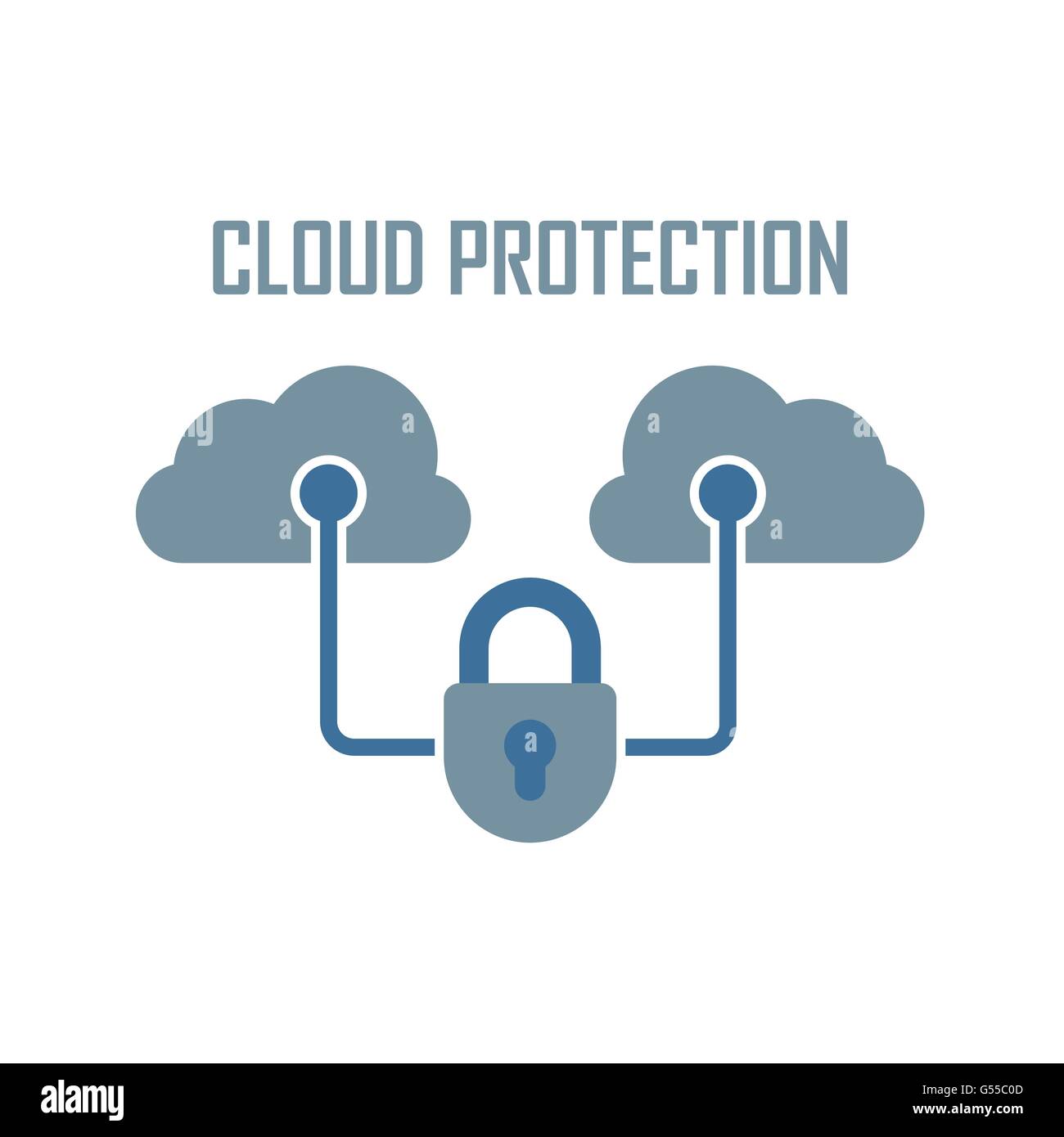 Il cloud e bloccare i simboli come cloud computing di protezione dei dati di storage illustrazione vettoriale Illustrazione Vettoriale