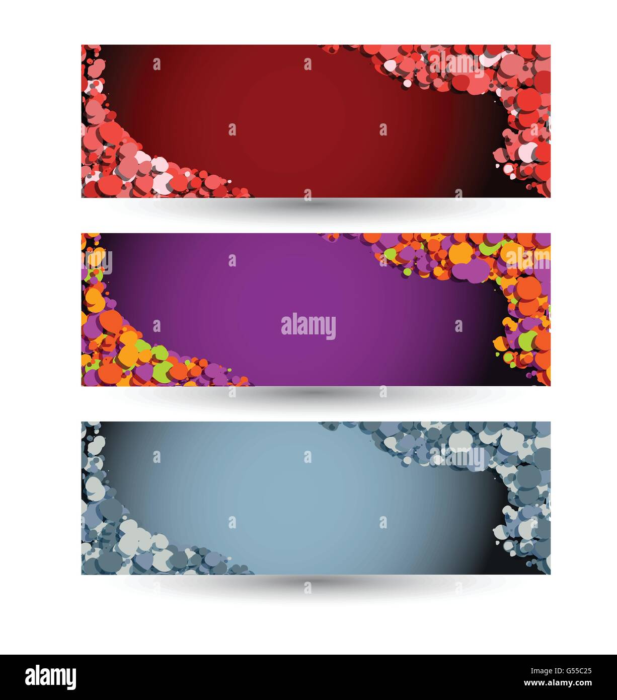 Vettore orizzontale abstract bolle colorate banner set design vettoriali illustrazioni Illustrazione Vettoriale