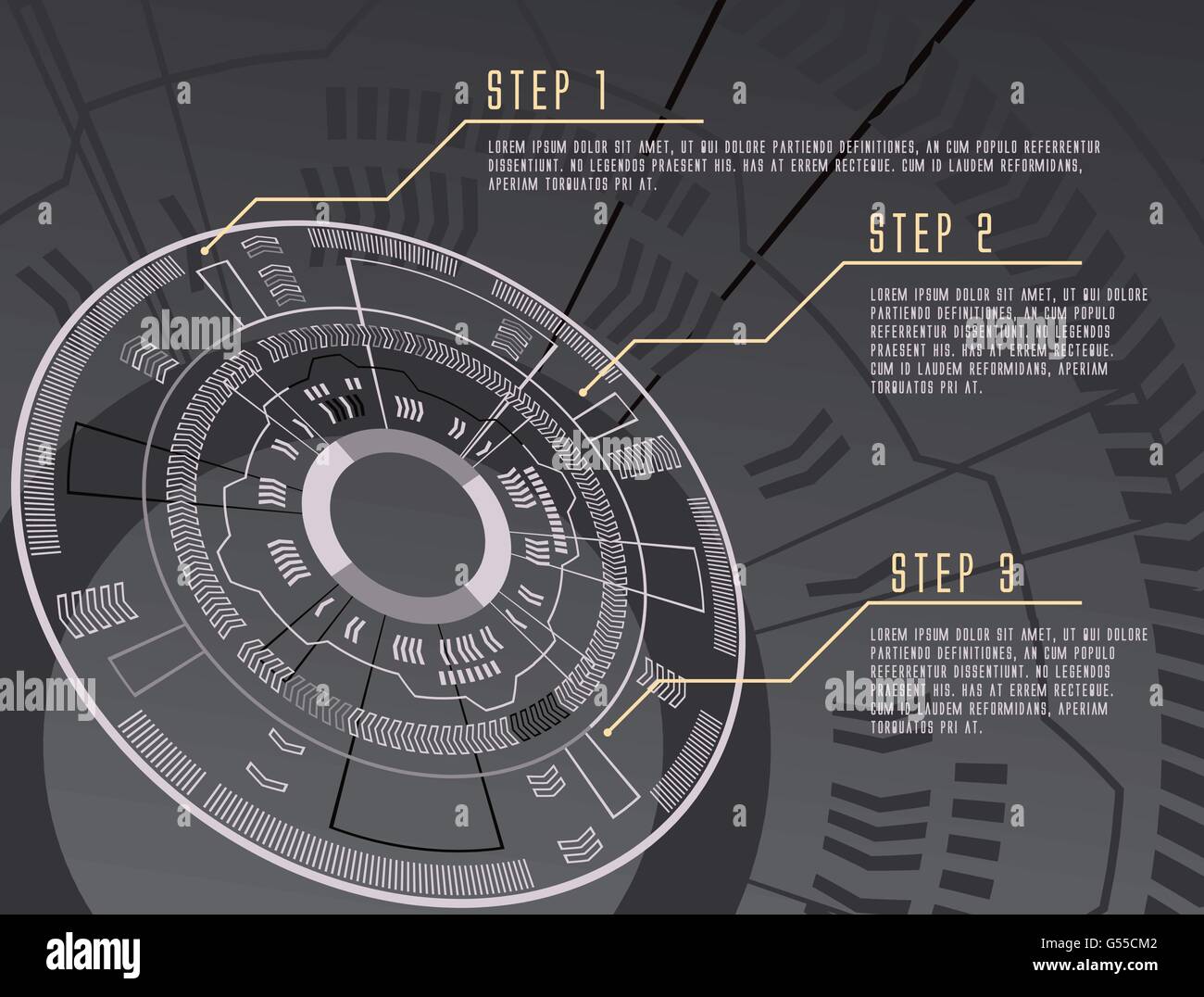 Scala di grigi colore techno ingranaggio vettore sfondo infografico illustrazione design Illustrazione Vettoriale