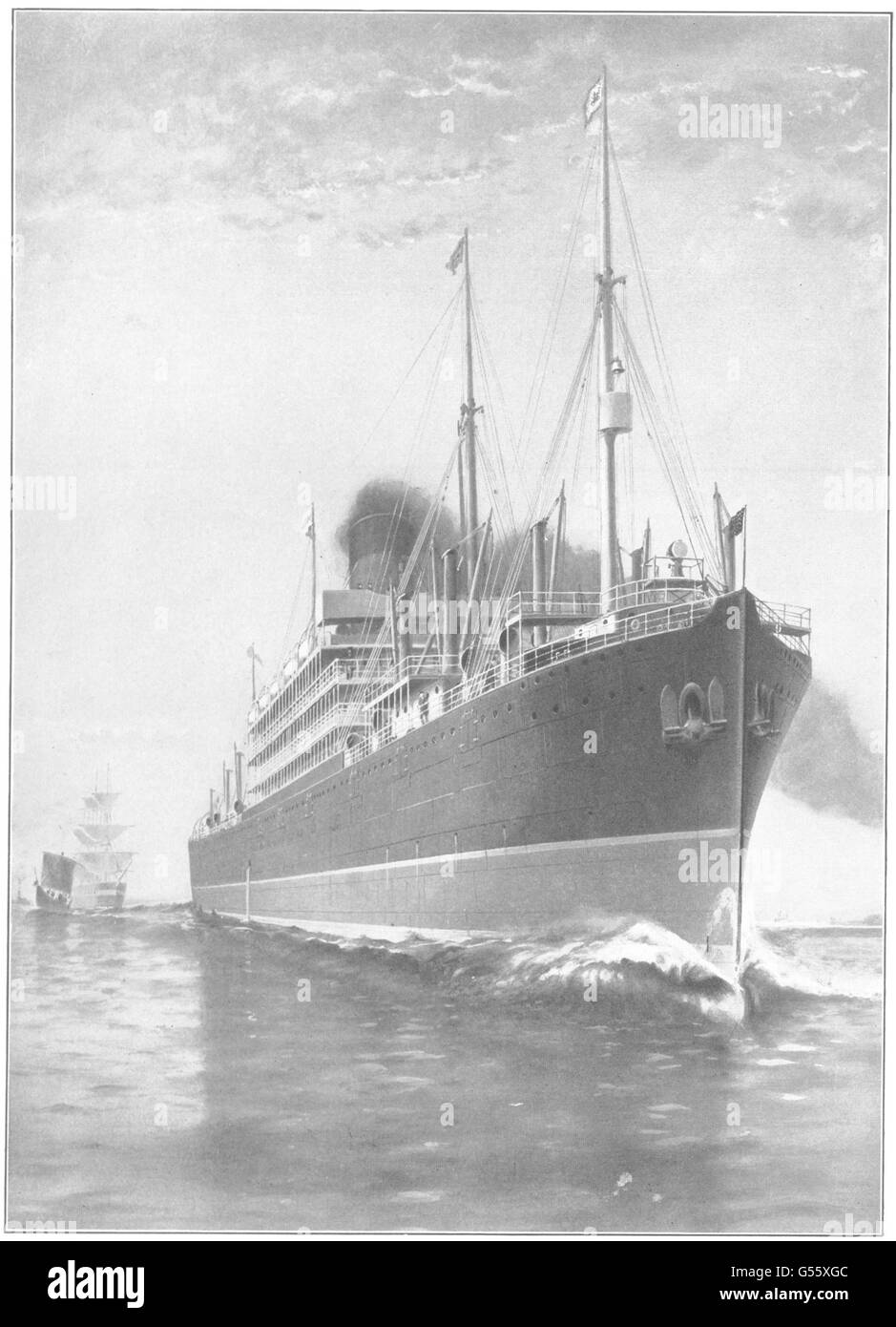 MINNESOTA: la più grande nave costruita in America lunghezza, 630 piedi, antica stampa 1907 Foto Stock