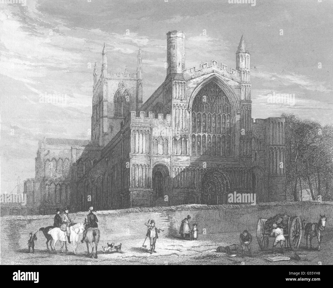 KENT: Rochester Cathedral; Nord vista occidentale, antica stampa c1842 Foto Stock