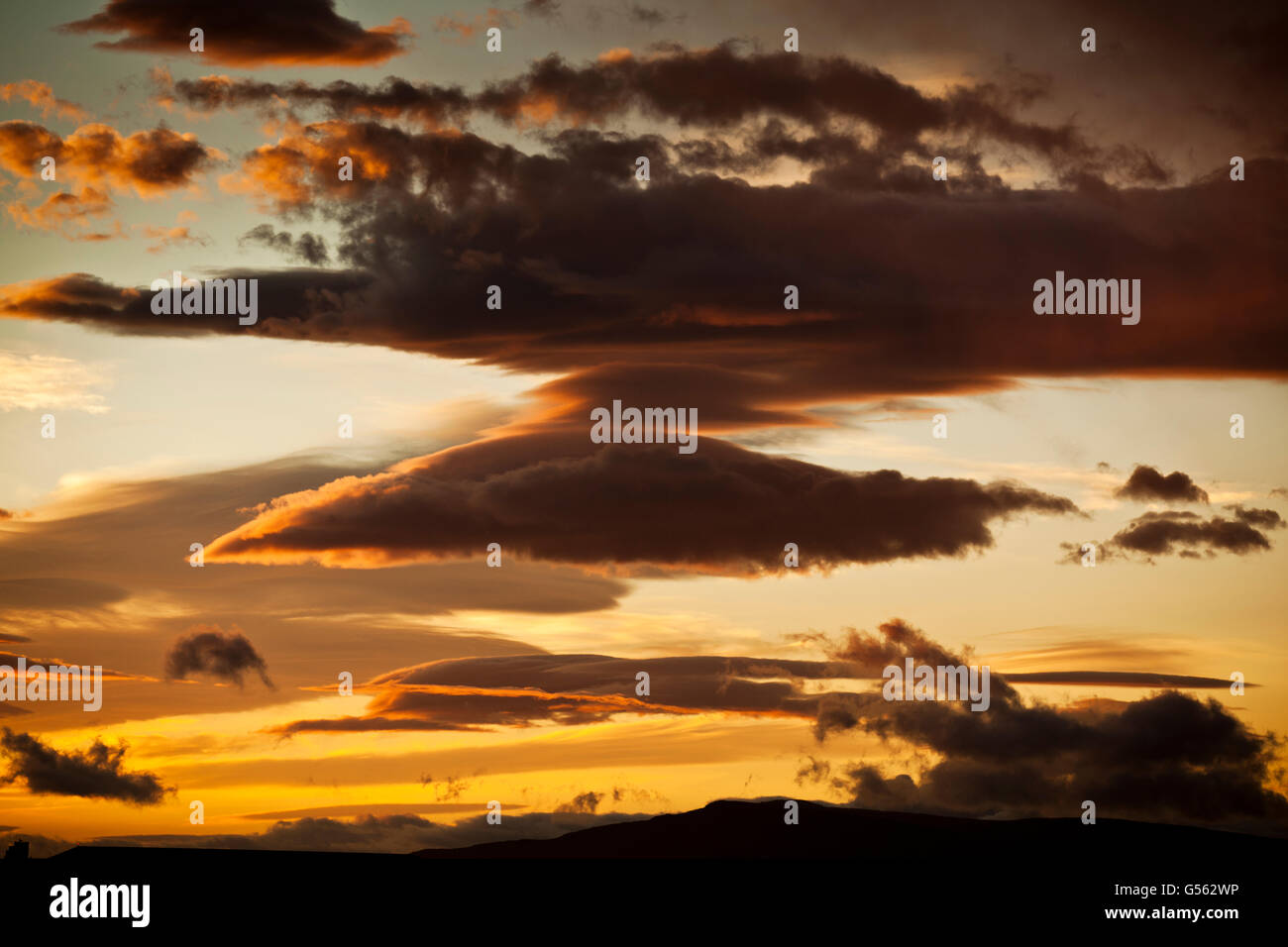 Tramonto e nuvole, Islanda Foto Stock