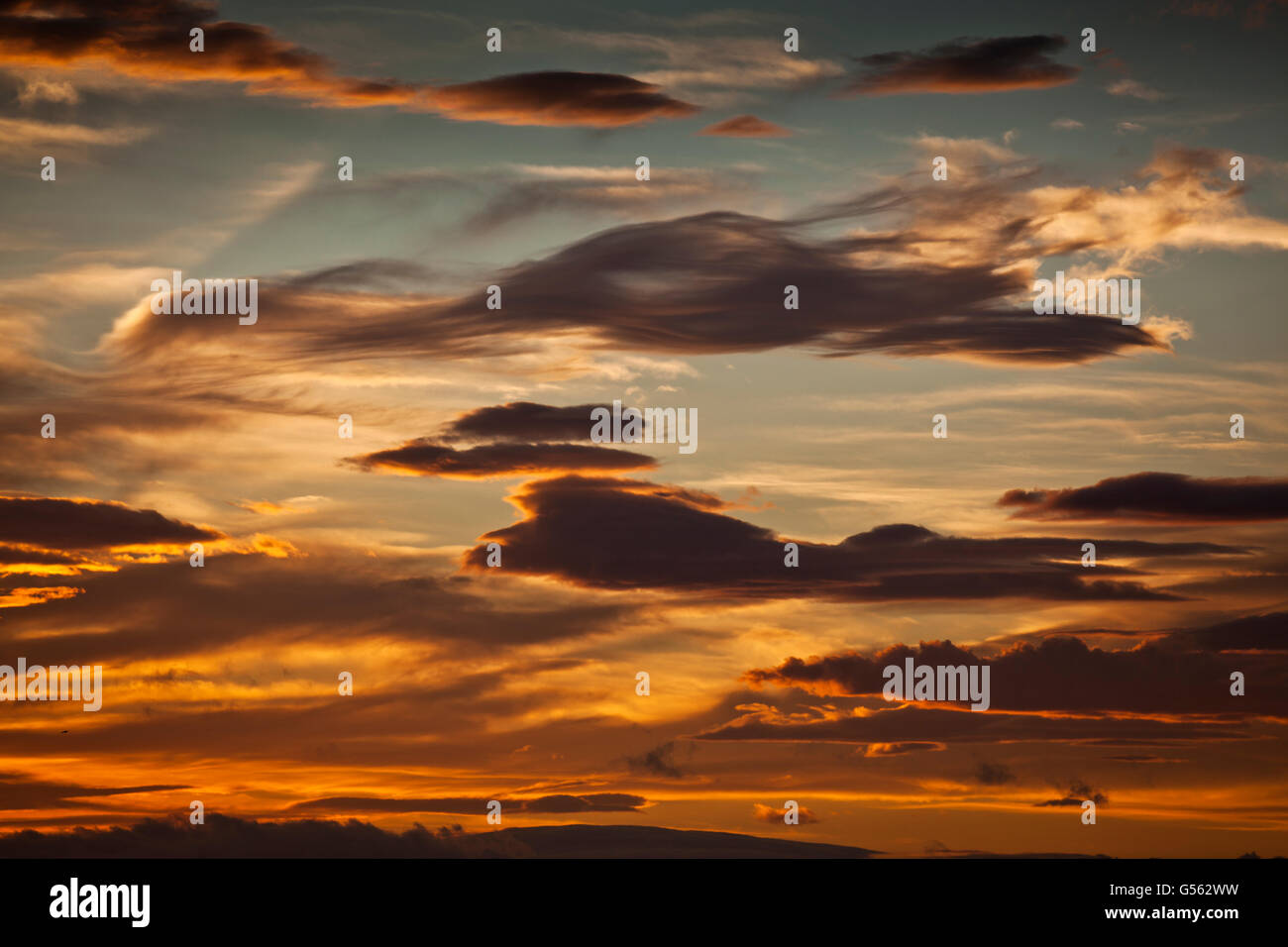 Tramonto e nuvole, Islanda Foto Stock