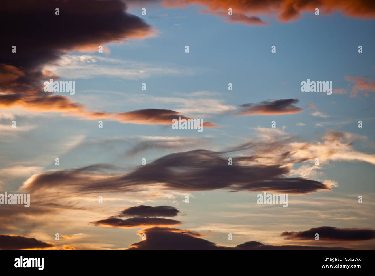 Tramonto e nuvole, Islanda Foto Stock