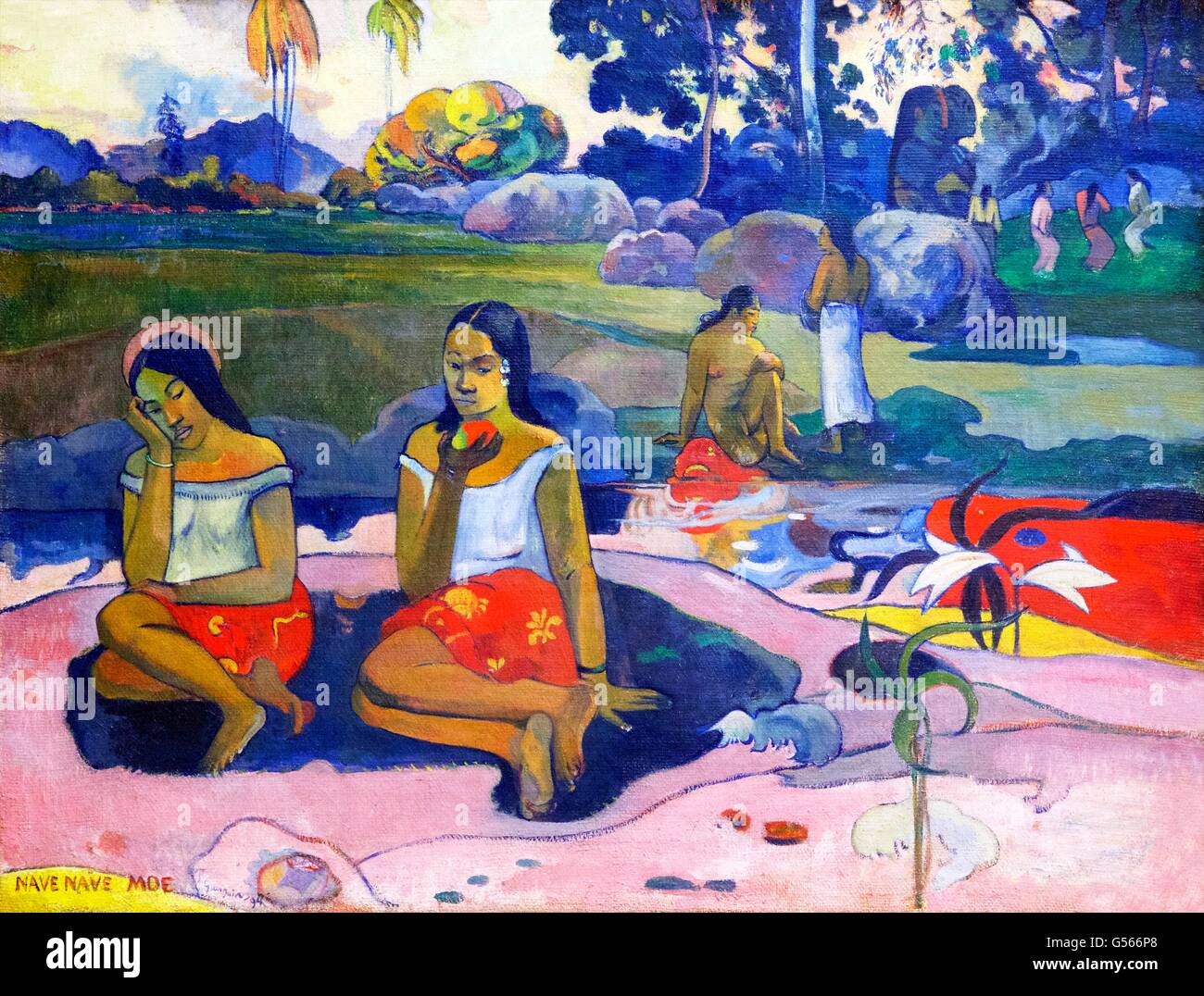 Navata navata Moe, sacra primavera, Sweet Dreams, di Paul Gauguin, 1894, Stato Hermitage Museum di San Pietroburgo, Russia Foto Stock