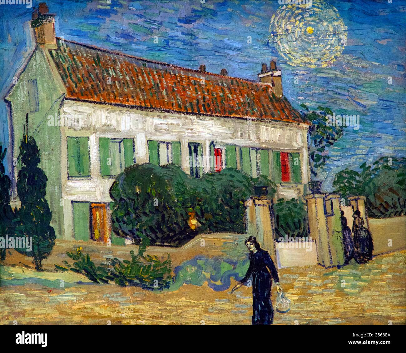 La Casa Bianca di notte di Vincent van Gogh, 1890, Stato Hermitage Museum di San Pietroburgo, Russia Foto Stock