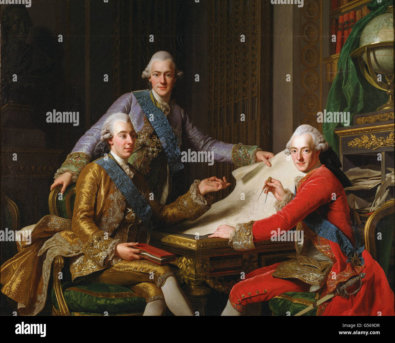 Alexander Roslin - Re Gustavo III di Svezia e i suoi fratelli Foto Stock