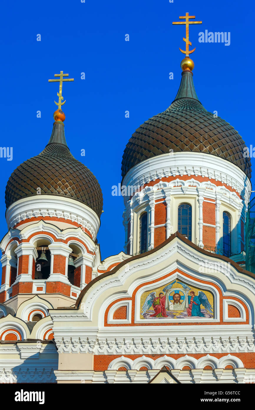 La Cattedrale Alexander Nevsky e Tallinn street Foto Stock