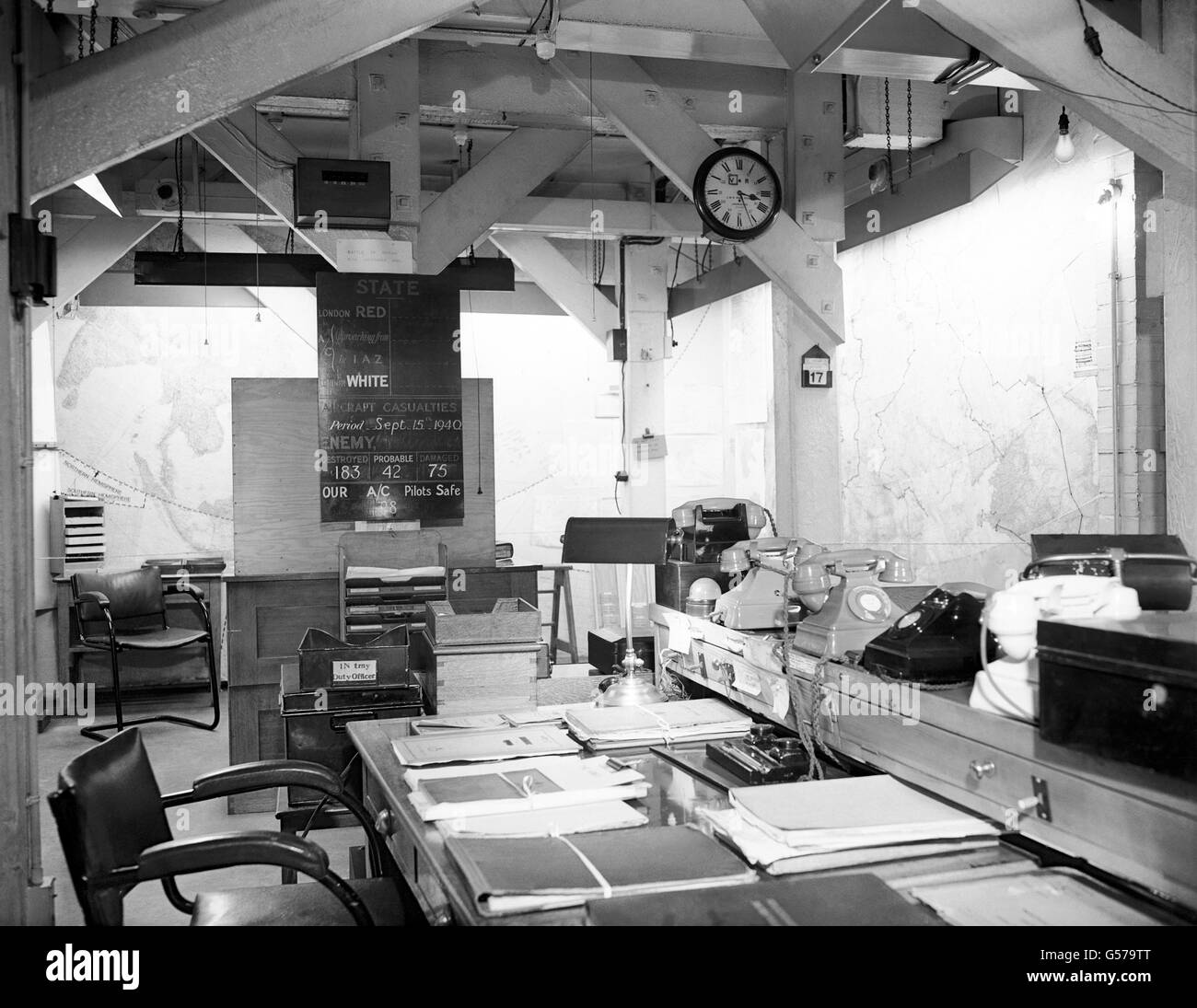 La sala delle mappe e delle operazioni presso il quartier generale della Guerra segreta a Londra. Foto Stock