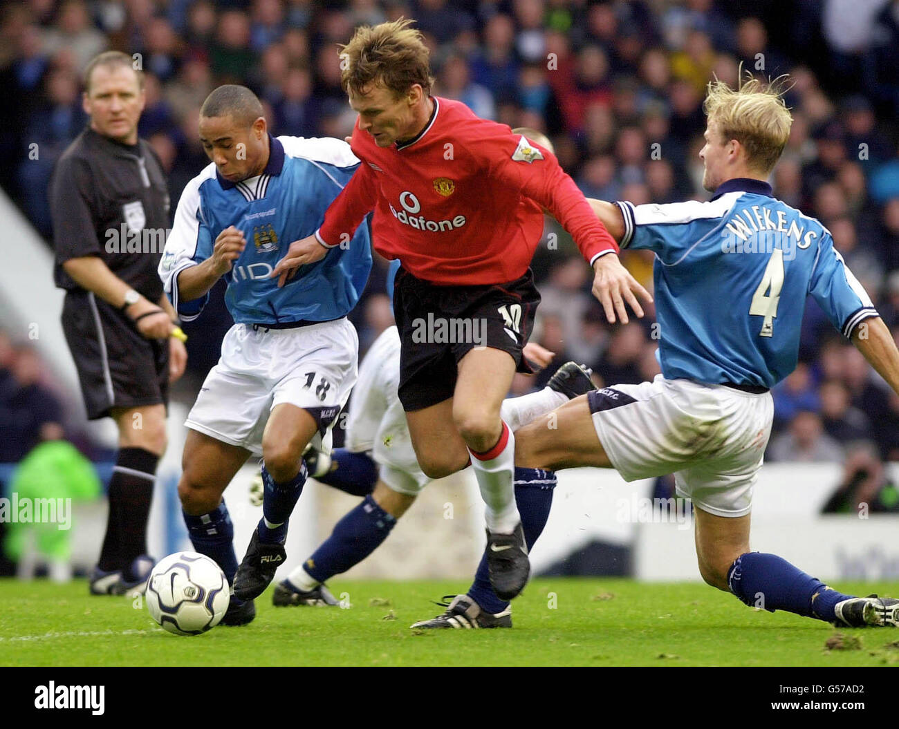 Man City v Man Utd Sheringham Foto Stock