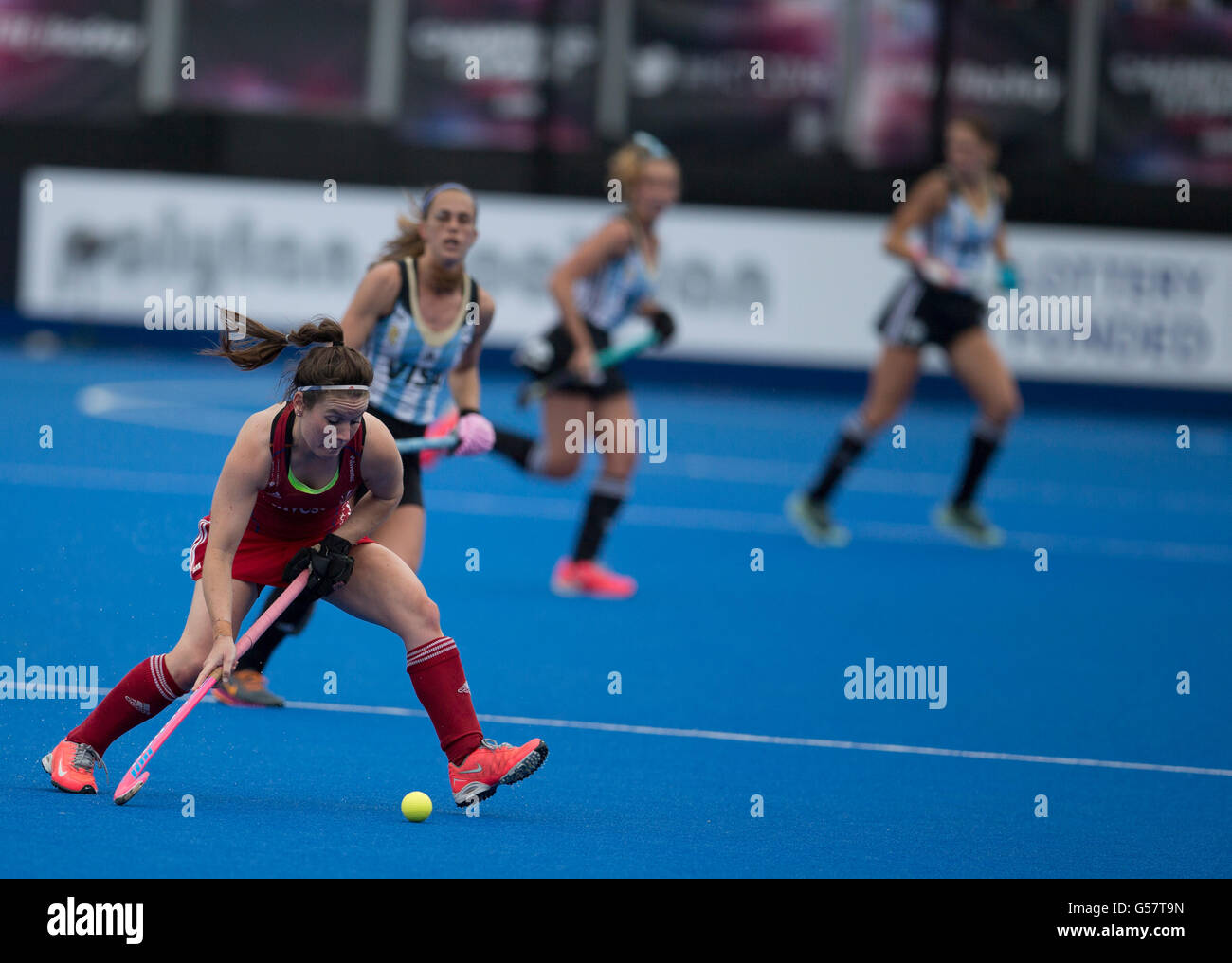 Investec Womens Hockey Champions Trophy 2016, Queen Elizabeth Olympic Park, Giugno 2016. Laura Unsworth, GB Foto Stock