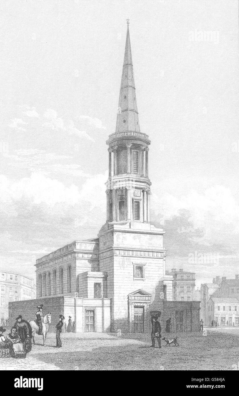LIVERPOOL: la chiesa di San Giorgio: Cavallo. Le figure. Cane. (Pyne), antica stampa 1831 Foto Stock