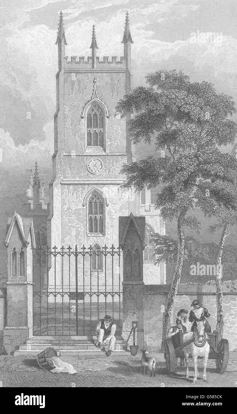 LIVERPOOL: Everton. St Georges Chiesa: Cavallo e carrello. (Pyne), antica stampa 1831 Foto Stock