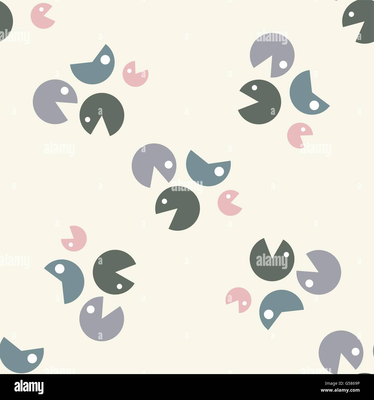 Pac Man capi seamless pattern divertente design vettoriali Illustrazione Vettoriale