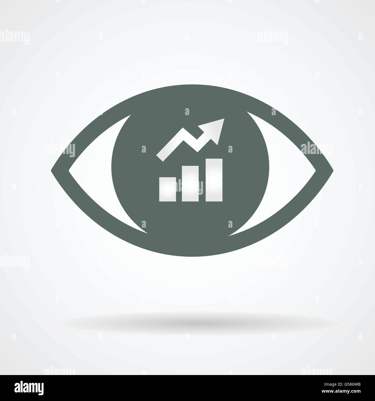 Trend positivo nel bulbo oculare dell'occhio umano come simbolo del crescente mercato finanziario concetto icona vettore design Illustrazione Vettoriale