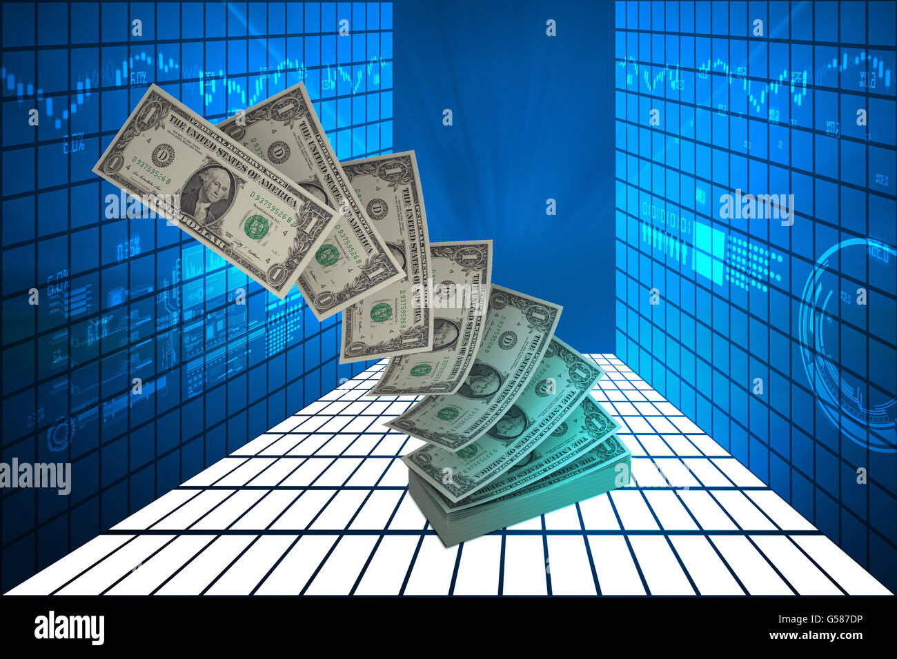 Pila di US Federal Reserve Note Foto Stock