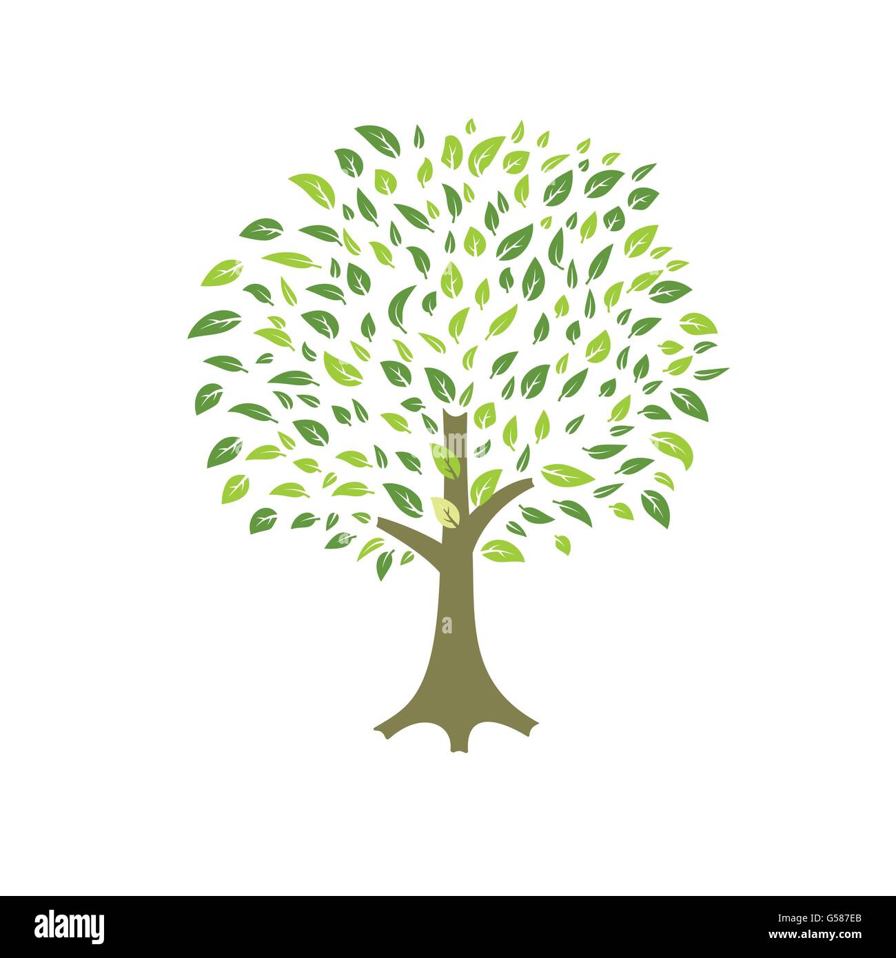 Stagione estiva albero con foglie verdi vettore ambiente eco illustrazione Illustrazione Vettoriale