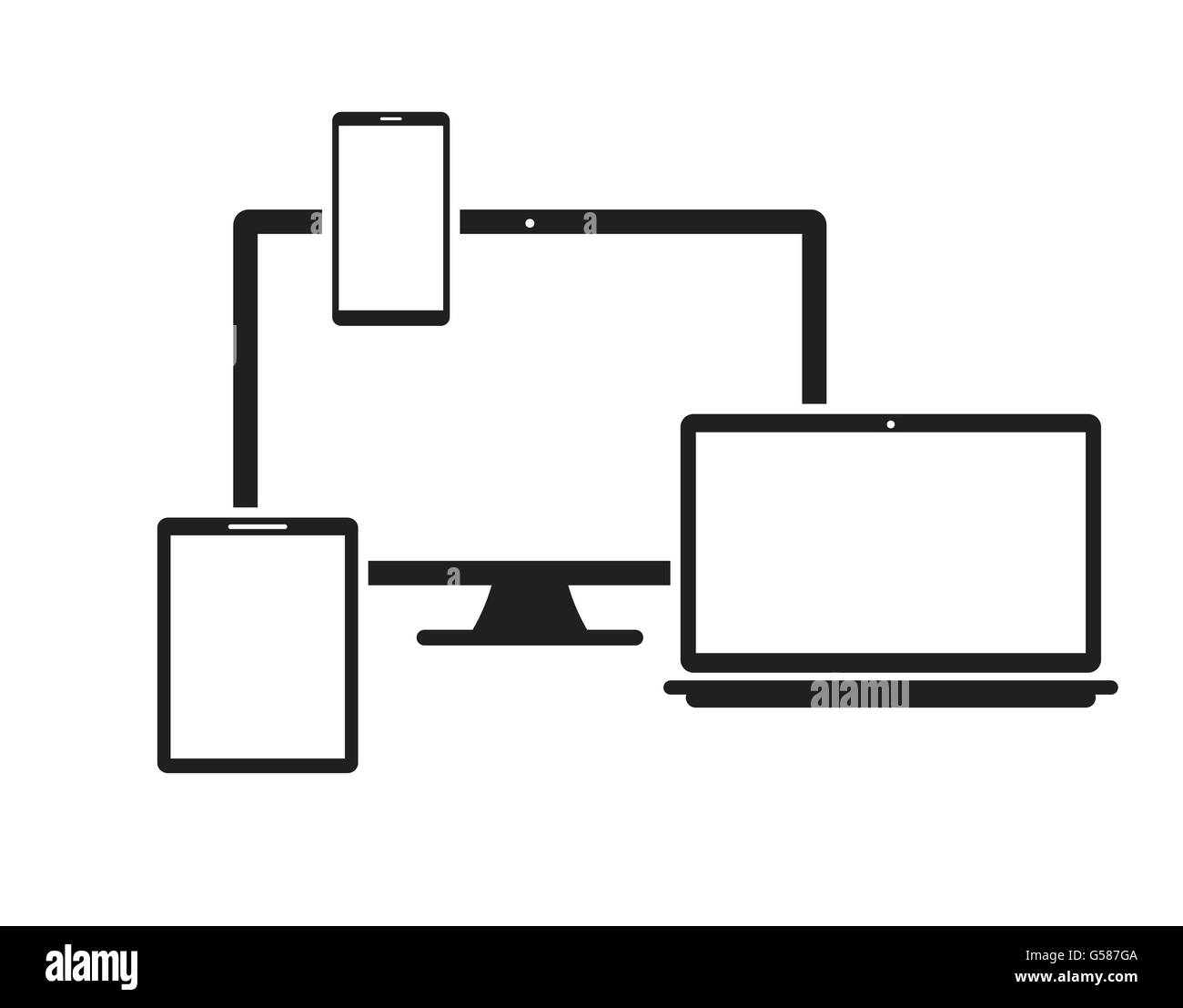 Tablet notebook monitor telefono moderna tecnologia imposta illustrazione vettoriale Illustrazione Vettoriale