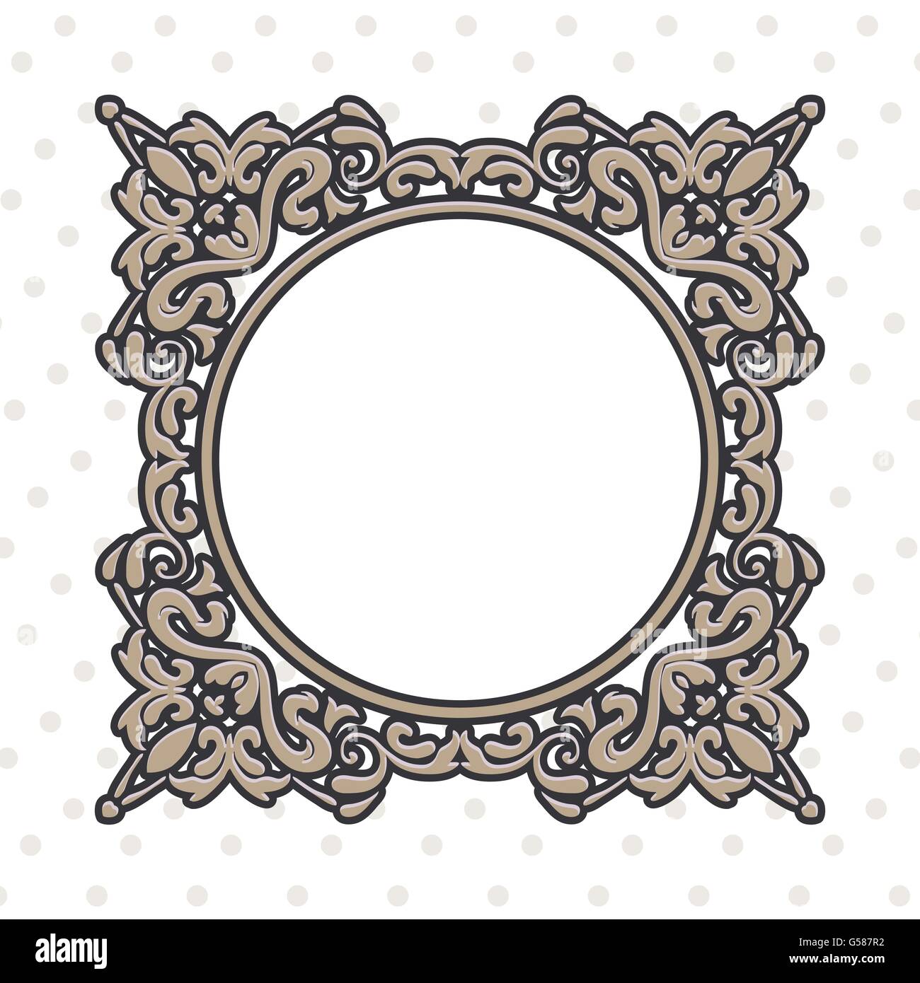 Telaio vintage a forma di cerchio vettore illustrazione di confine Illustrazione Vettoriale