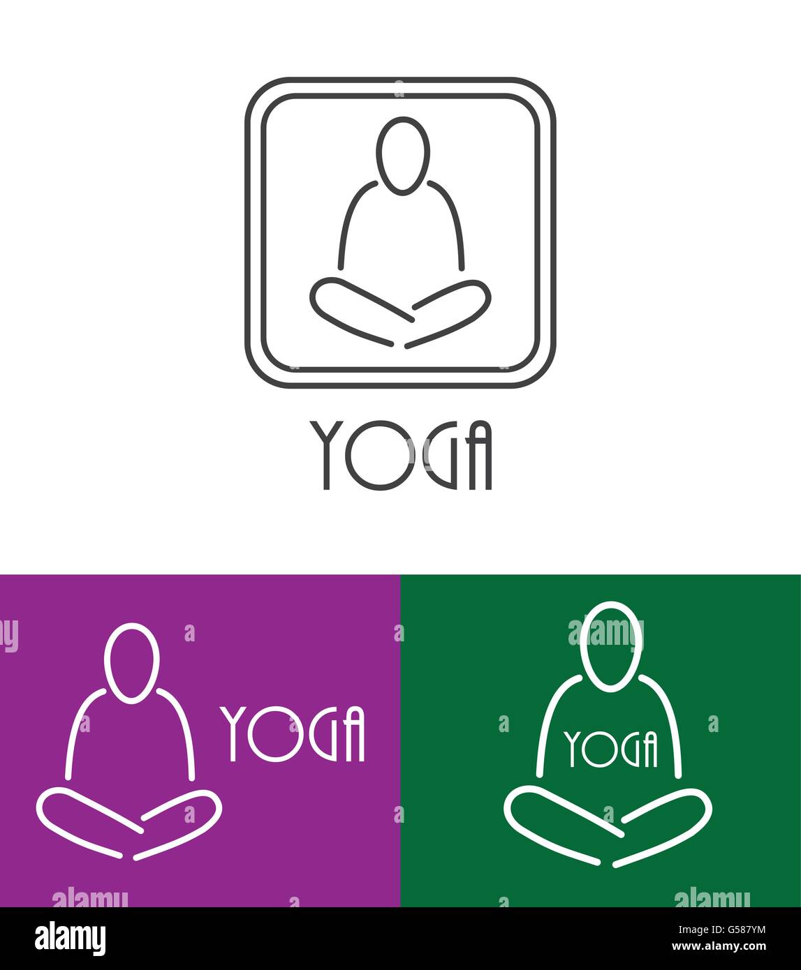 Profilo umano nella lotus yoga pone il simbolo icona vettore logo design Illustrazione Vettoriale