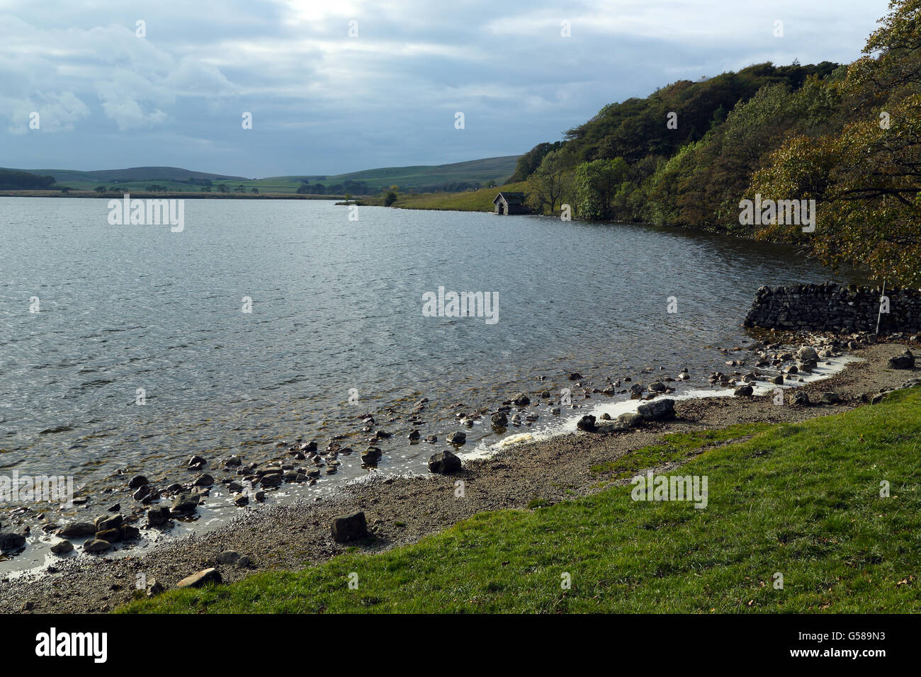 Una vista di Malham Tarn, North Yorkshire, Inghilterra, Regno Unito Foto Stock