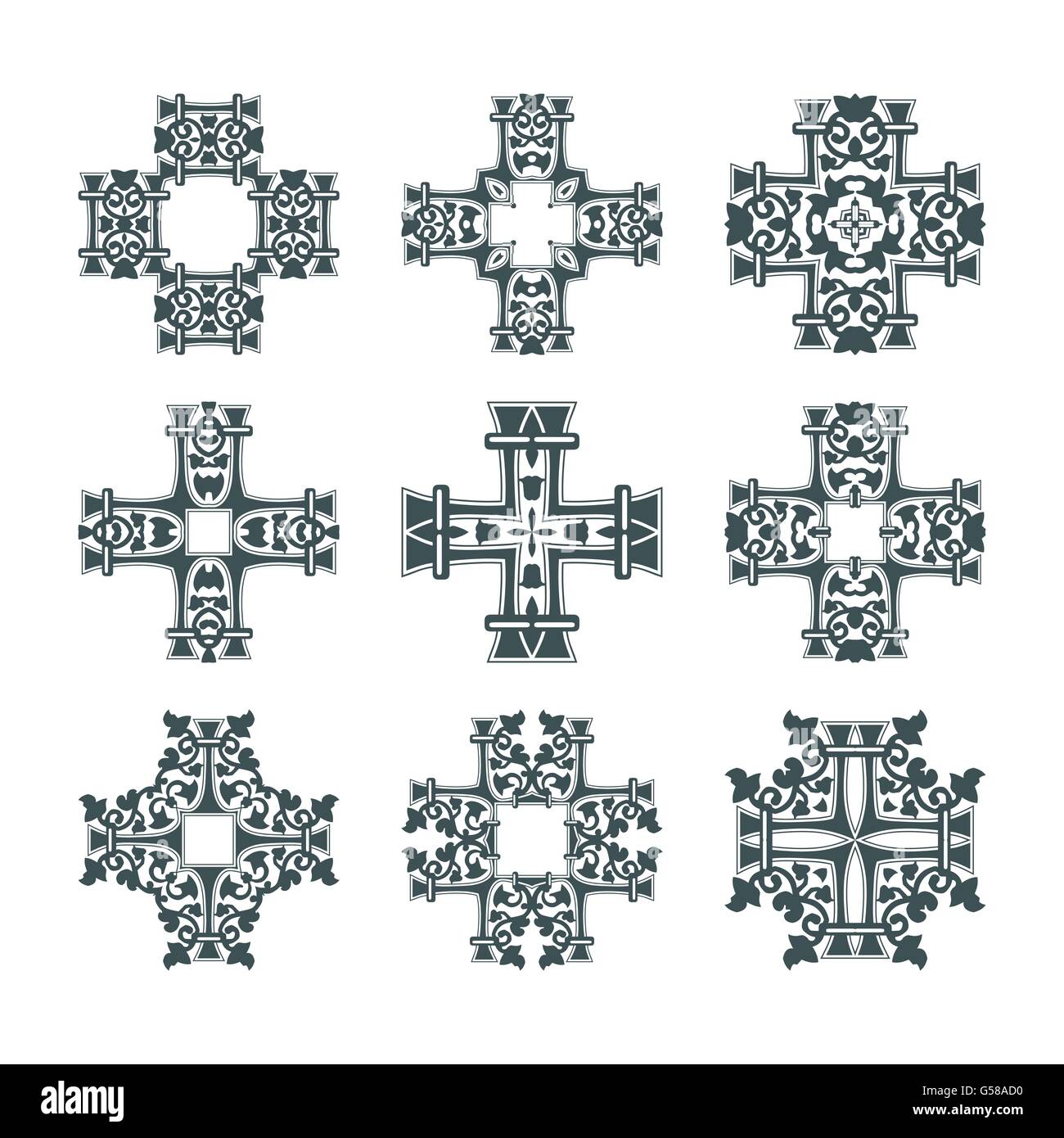 Antica croce tribale impostato vettore collezione vintage Illustrazione Vettoriale