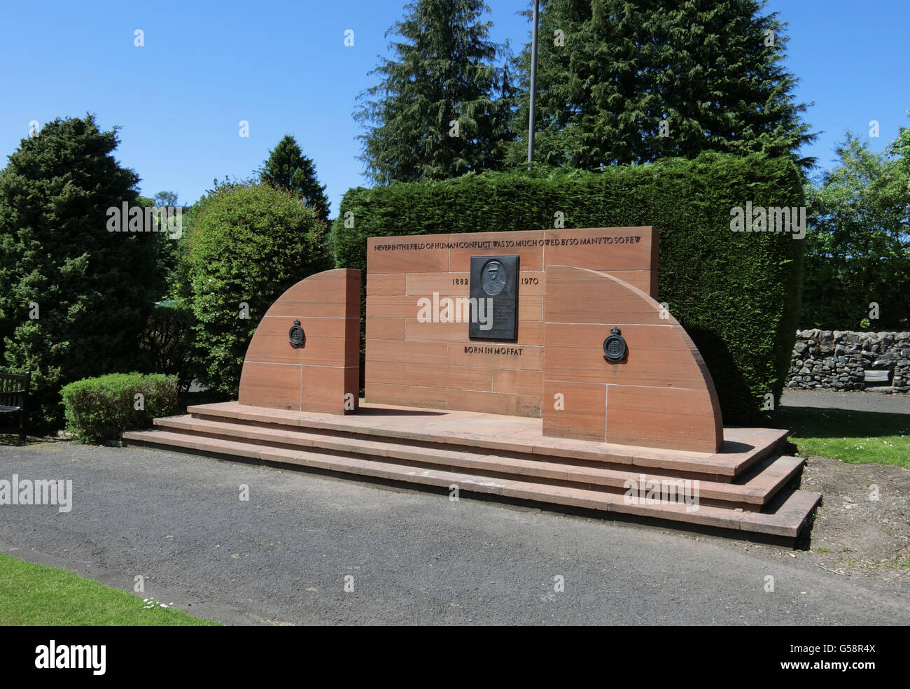 Sir alta Dowding Memorial, stazione Park, Moffat, Dumfries and Galloway, Scotland, Regno Unito Foto Stock